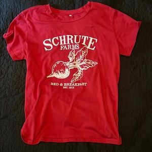 BOGO  Schrute Farms Tshirt, Red L/M